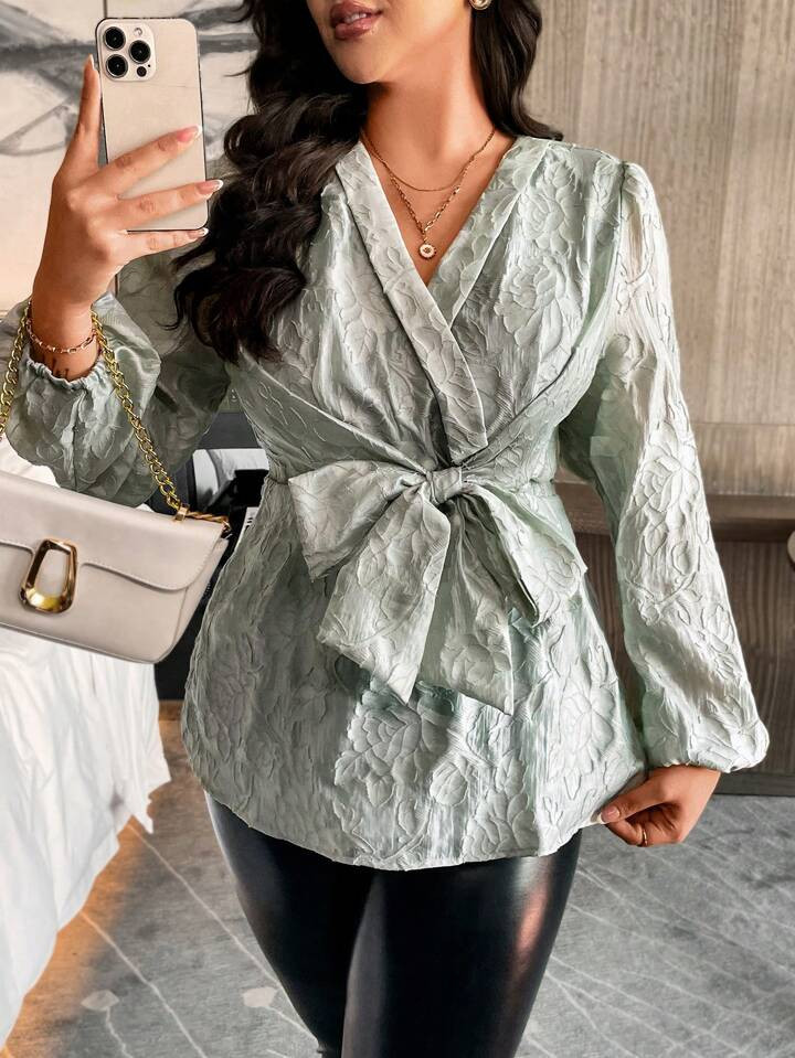 SHEIN Clasi Casual overhemd met veters in grote maten | SHEIN