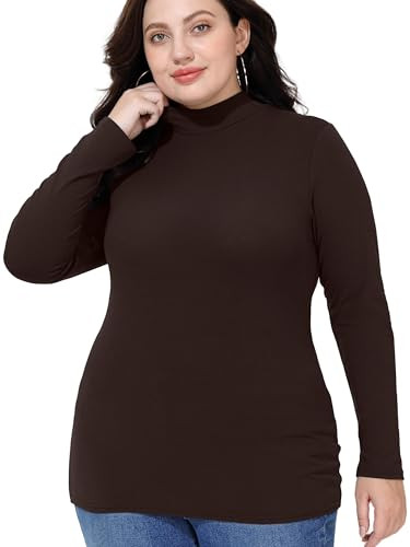 FOREYOND Plus Size Mock Turtleneck Tops for Women Long Sleeve Mock Neck Shirt Lightweight Base La... | Amazon (US)