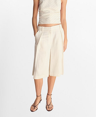Women's Striped Linen-Blend Bermuda Shorts | Macy's