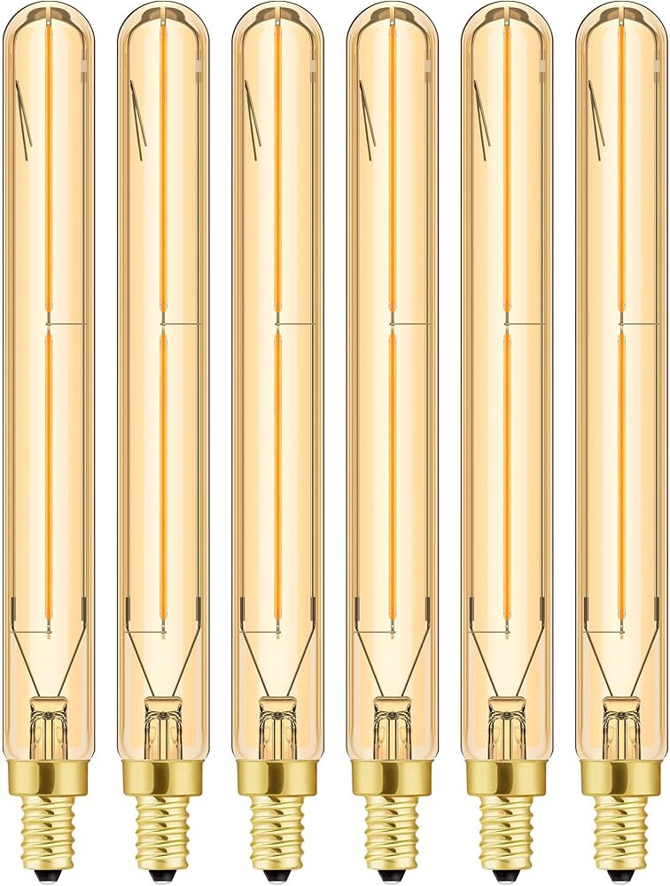 E12 Long Led Bulbs 4W Dimmable E12 Candelabra Bulb Warm White 2500K Amber Tubular Light Bulb 40 W... | Amazon (US)