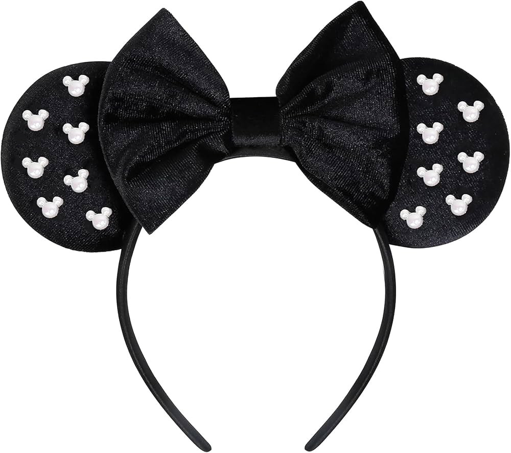 kangaroo Mouse Ears Headbands Pearl Bows Black Mouse Ears Headbands for Birthday Parties Themed P... | Amazon (US)