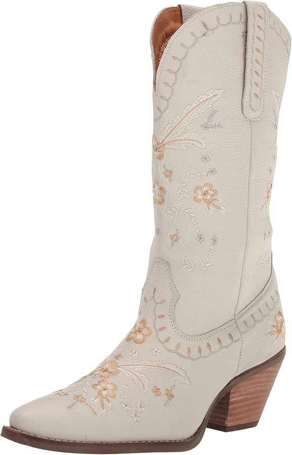 Dingo Womens Full Bloom Floral Round Toe Casual Boots Knee High Mid Heel 2-3" - Black | Amazon (US)