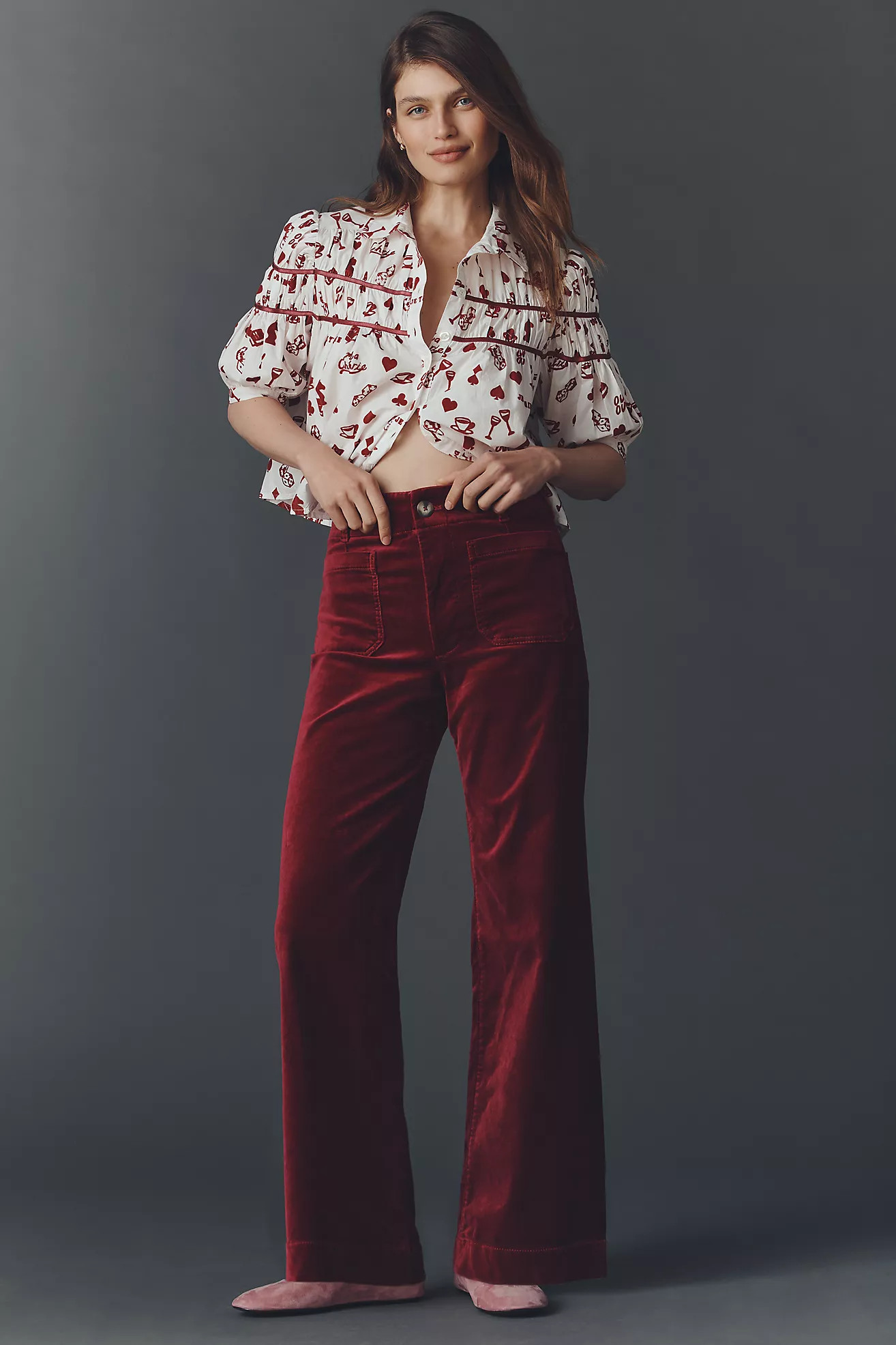 The Colette Full-Length Velvet Pants by Maeve | Anthropologie (US)