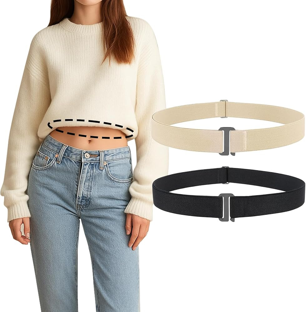 JASGOOD Crop Top Tuck Waist Band for T-Shirts Adjustable Sweater Tuck Band Belt Elastic Belts for... | Amazon (US)