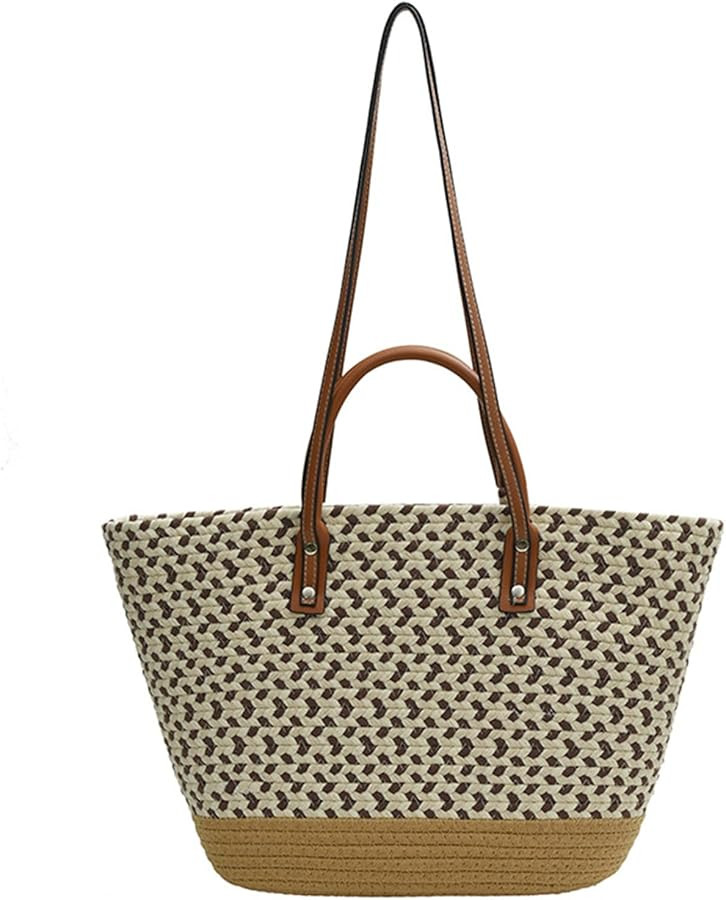 Womens Korean Fashion Woven k Handbag with Top Handle Large Capacity Beach Holiday Underarm Shoul... | Amazon (US)