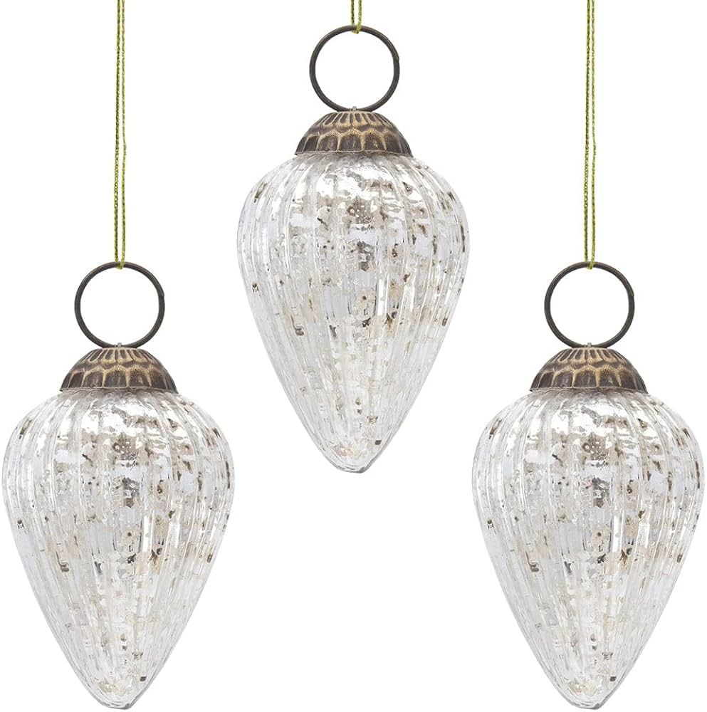 3 Pack | Luna Bazaar Mercury Glass Small Ornaments (3-inch, Silver, Laura Design) - Great Gift Id... | Amazon (US)