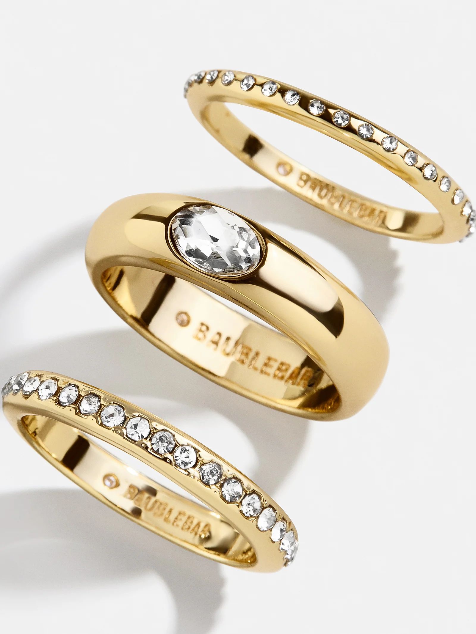 Billie Ring Set - Clear/Gold | BaubleBar (US)