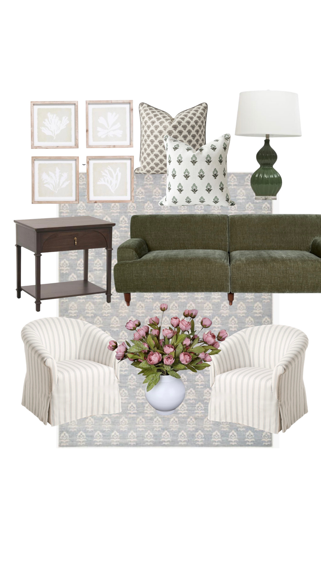 Living room design! Green couch, swivel chairs, pillows, lamps  

 #LTKHome