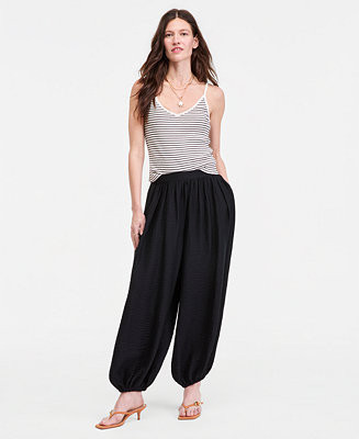 Women's High Rise Pull On Gauze Balloon Pants | Macy's