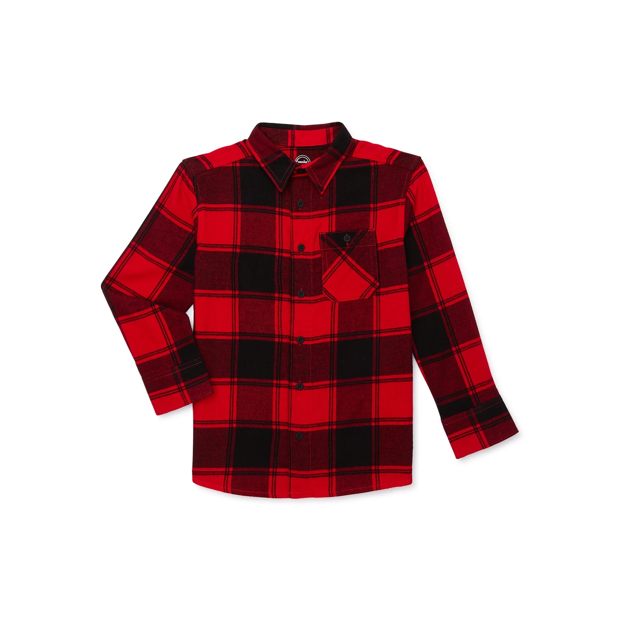 Wonder Nation Boys Long Sleeve Flannel Shirt, Sizes 4-18 & Husky - Walmart.com | Walmart (US)