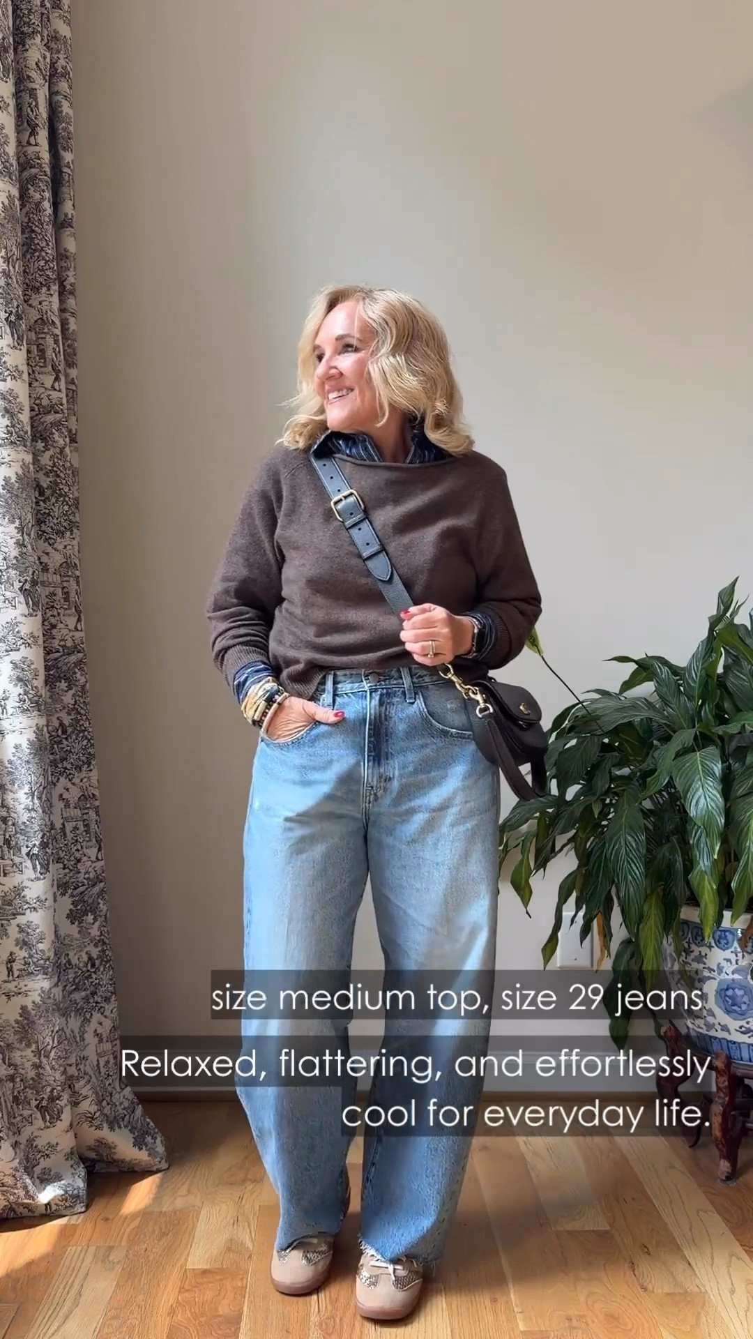 This chocolate brown sweater is the perfect cozy layer for making relaxed denim feel polished. Paired with wide-leg jeans and a crossbody bag, it’s an easy everyday look that feels current, comfortable, and pulled together.

💡 LTK MADE EASY
❤️ Heart = Support my posts!
🔖 Save = Get sale & restock alerts
📋 Lists = Keep favorites organized
📲 Share = Send lists and products to a friend. Hello, Christmas List!
💬 Comment = Ask me anything about what I'm wearing.:-)

#LTKootd #LTKTravel #LTKOver40