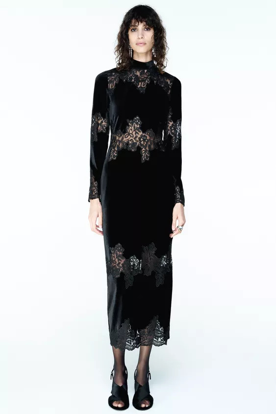 VELVET LACE DRESS | Zara UK