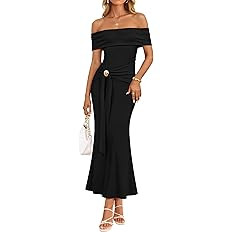 ZESICA Womens Summer Off The Shoulder Bodycon Maxi Dress 2026 Elegant Wedding Guest Formal Cockta... | Amazon (US)