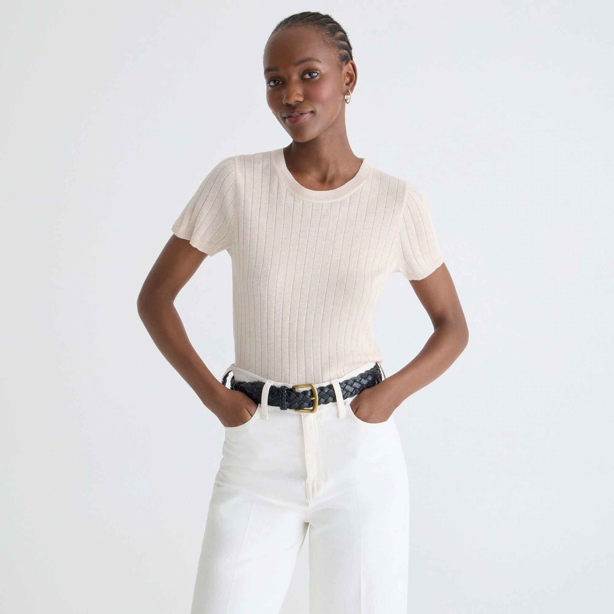 Silk-cashmere cropped T-shirt | J.Crew US