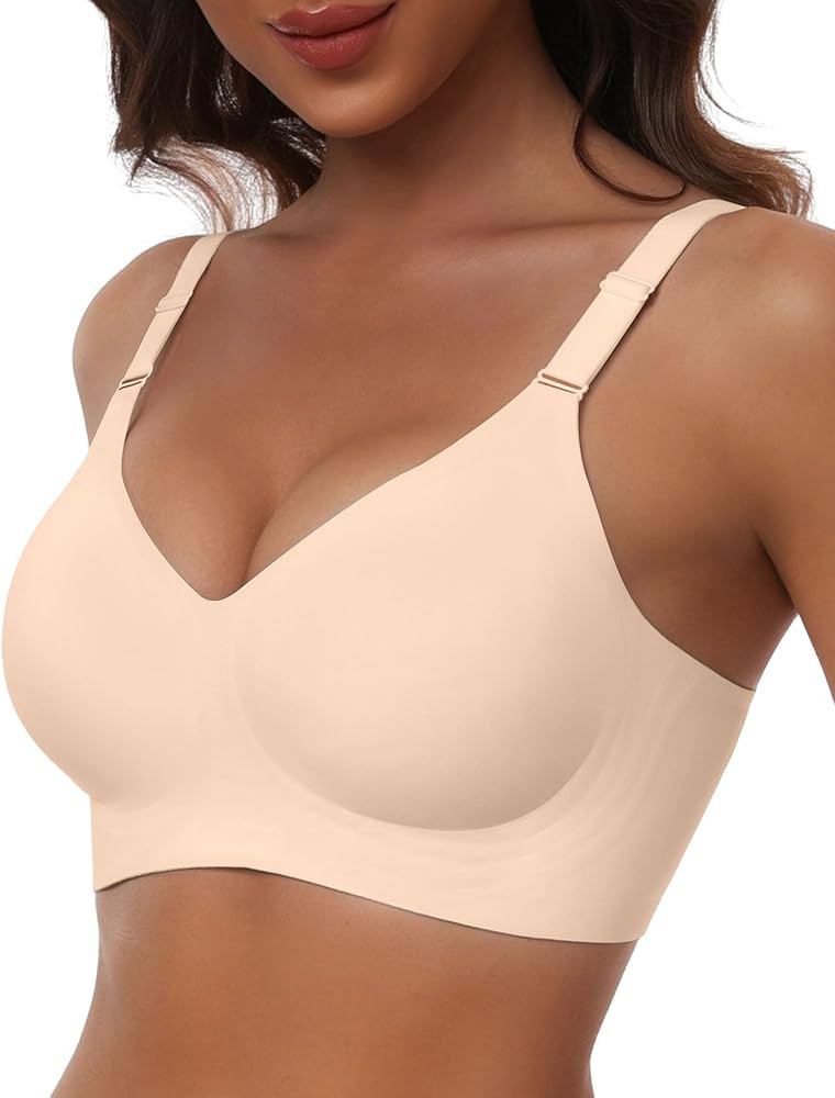 HORISUN Comfortable Seamless Full Coverage Bra for Women Wireless Bras with Soft Support Regular ... | Amazon (US)