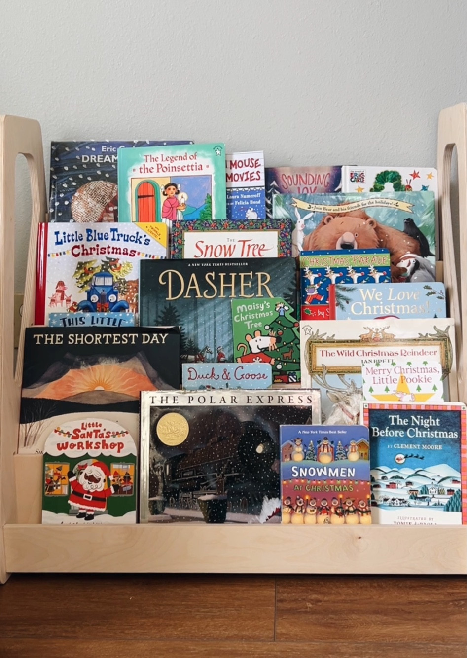 front facing bookshelf for my toddler - we love it! this is the 30 inch wide version.