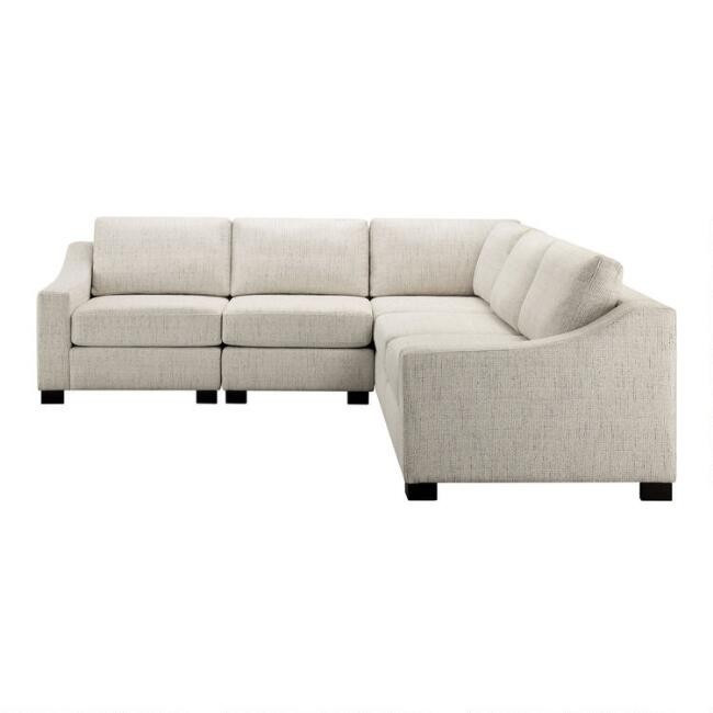 Cream Slope Arm Hayes 5 Piece Square Modular Sectional Sofa | World Market