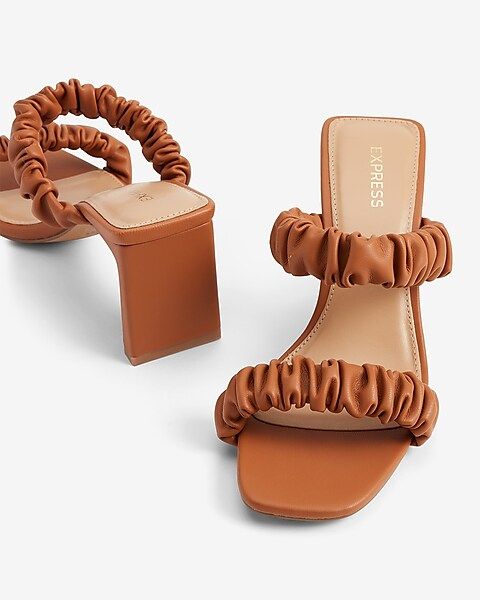 Ruched Double Band Heeled Sandals | Express