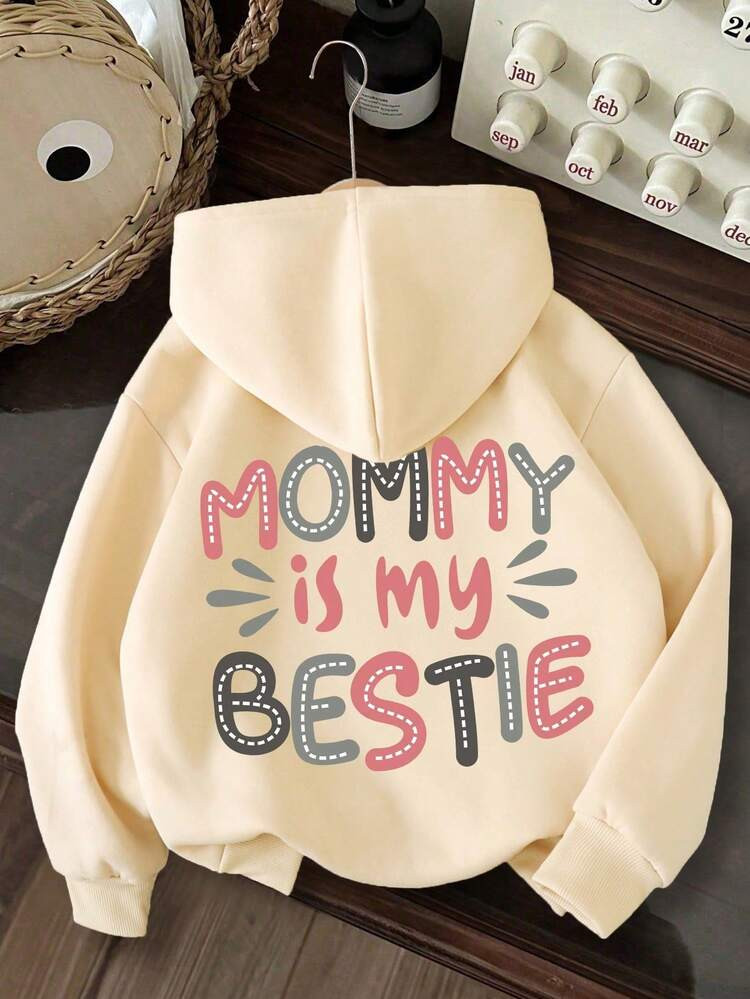 Felpa con cappuccio calda con stampa di lettere per ragazze giovani | SHEIN