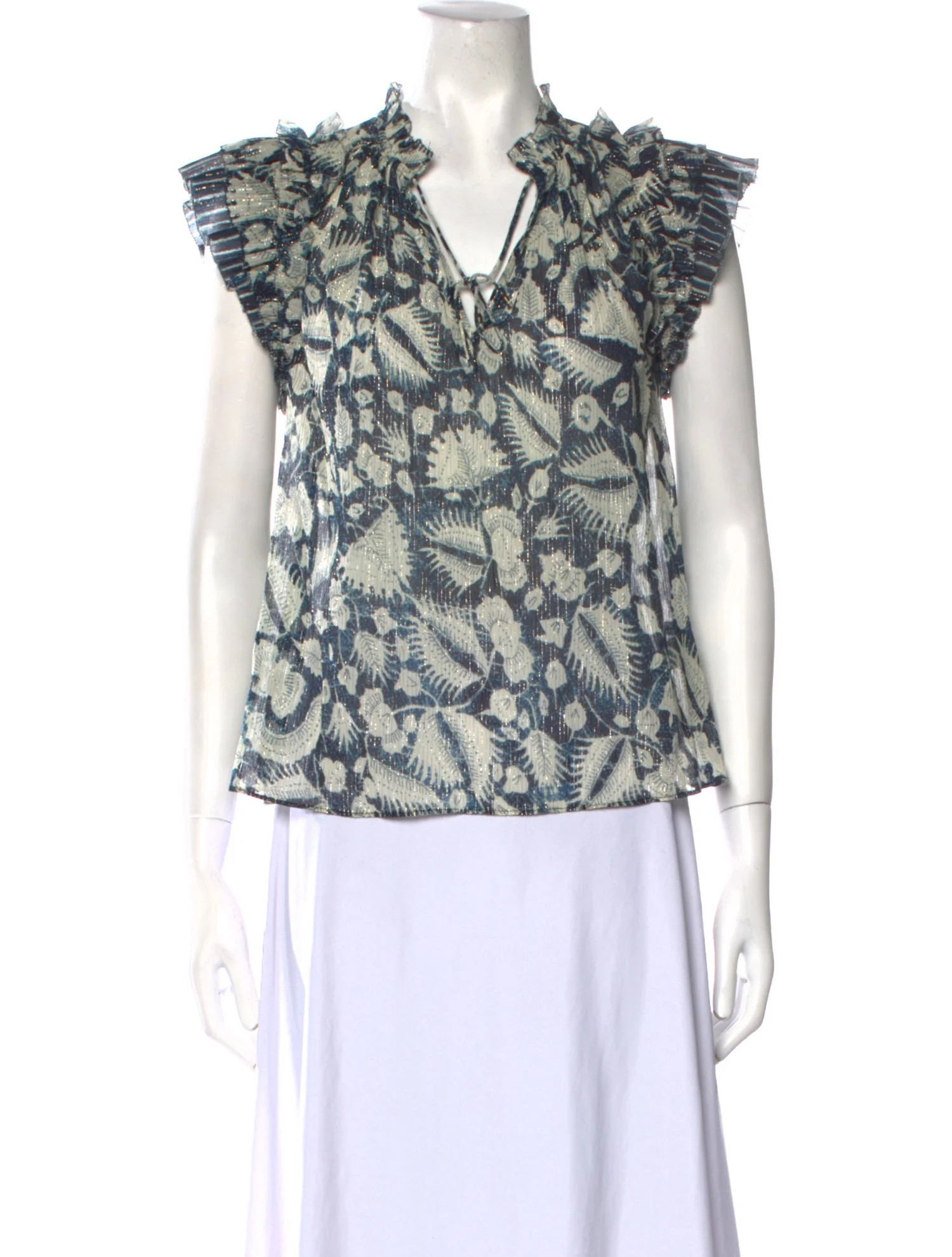 Printed V-Neck Blouse | The RealReal