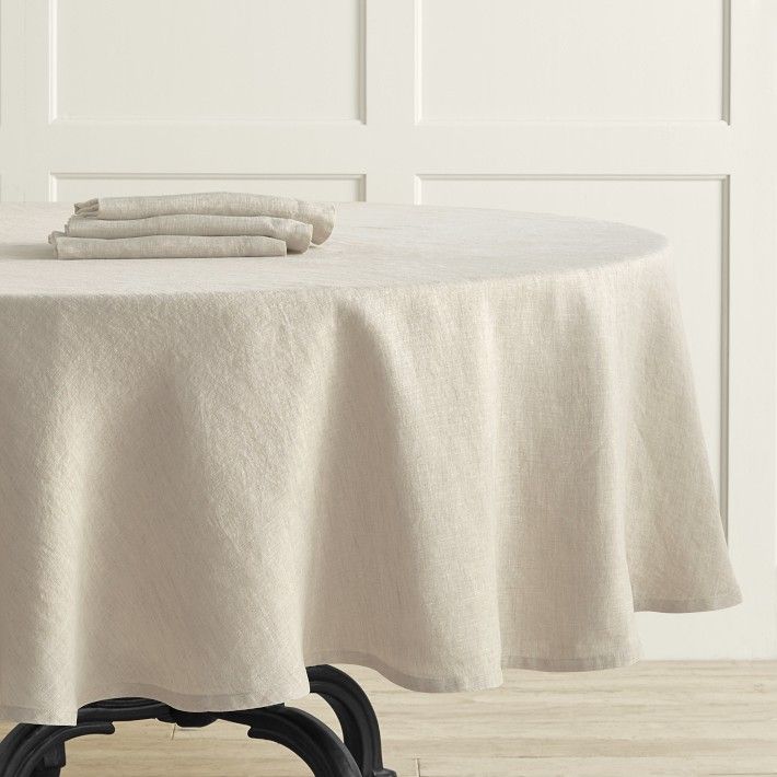 Italian Washed Linen Round Tablecloth | Williams-Sonoma
