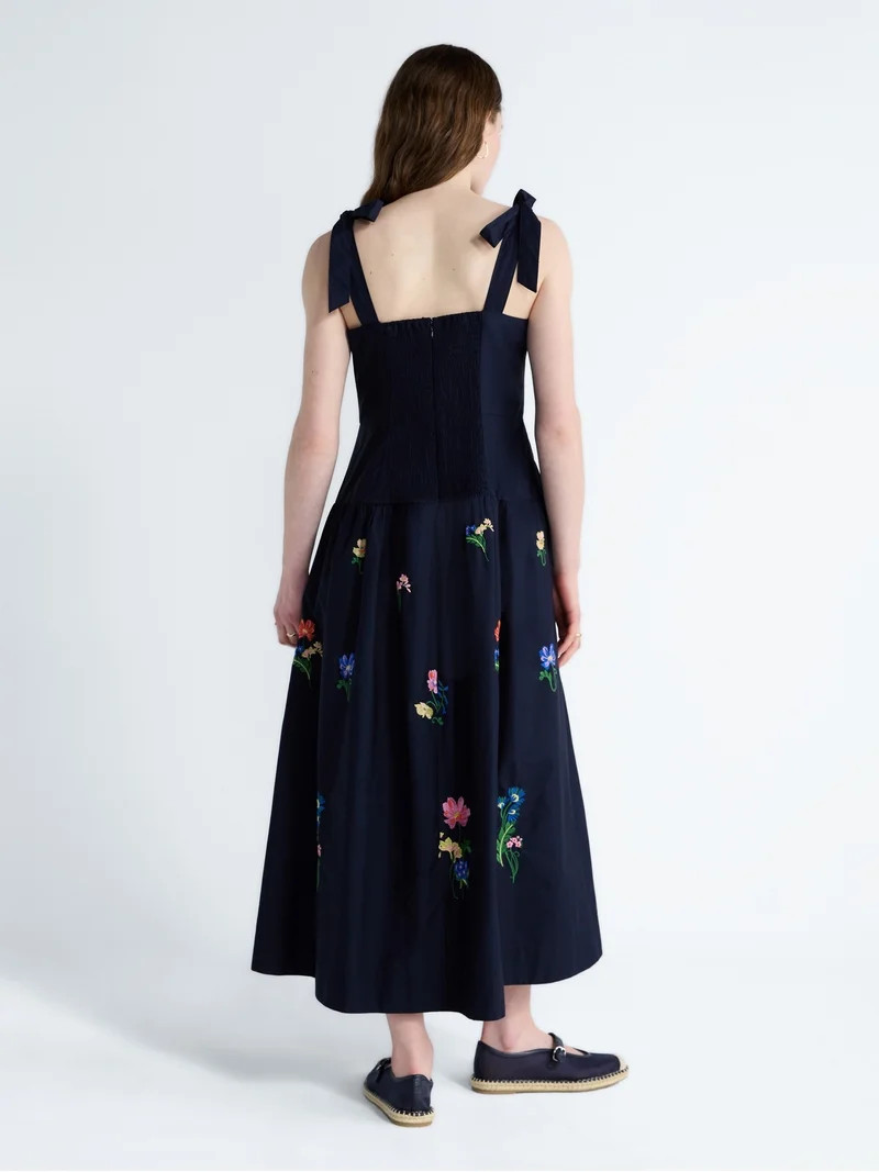 Free Assembly Women's and Women's Plus Embroidered Cotton Sleeveless Maxi Dress, Sizes XS-4X | Walmart (US)