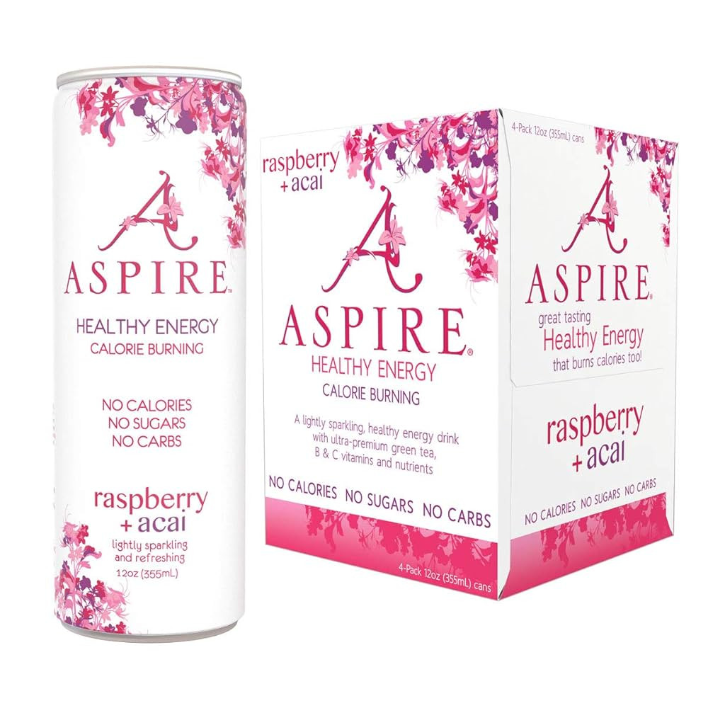ASPIRE™ Healthy Energy, Calorie Burning, Zero Calorie, Zero Sugar Drink Raspberry + Acai 4-Pack | Amazon (US)