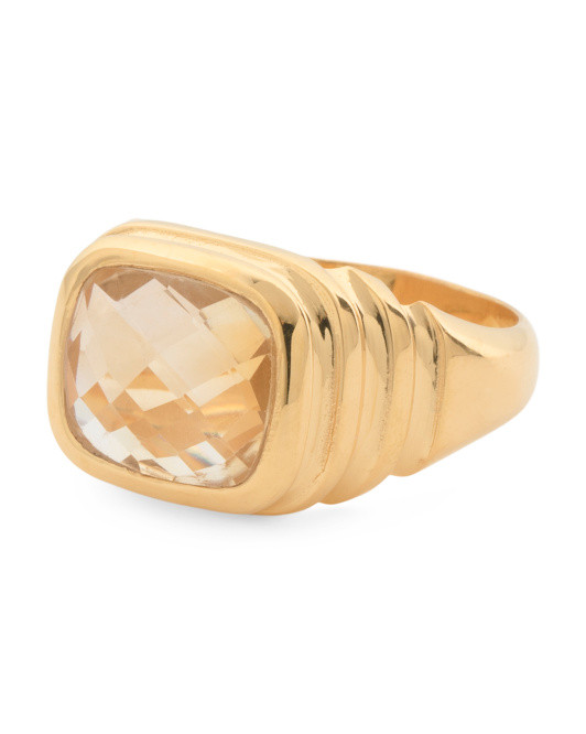 Made In India 18k Gold Plated Sterling Silver Citrine Ring | TJ Maxx