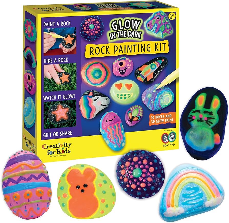 Creativity for Kids Glow in the Dark Rock Painting Kit: Crafts for Kids Ages 4-8+, Painting Rocks... | Amazon (US)