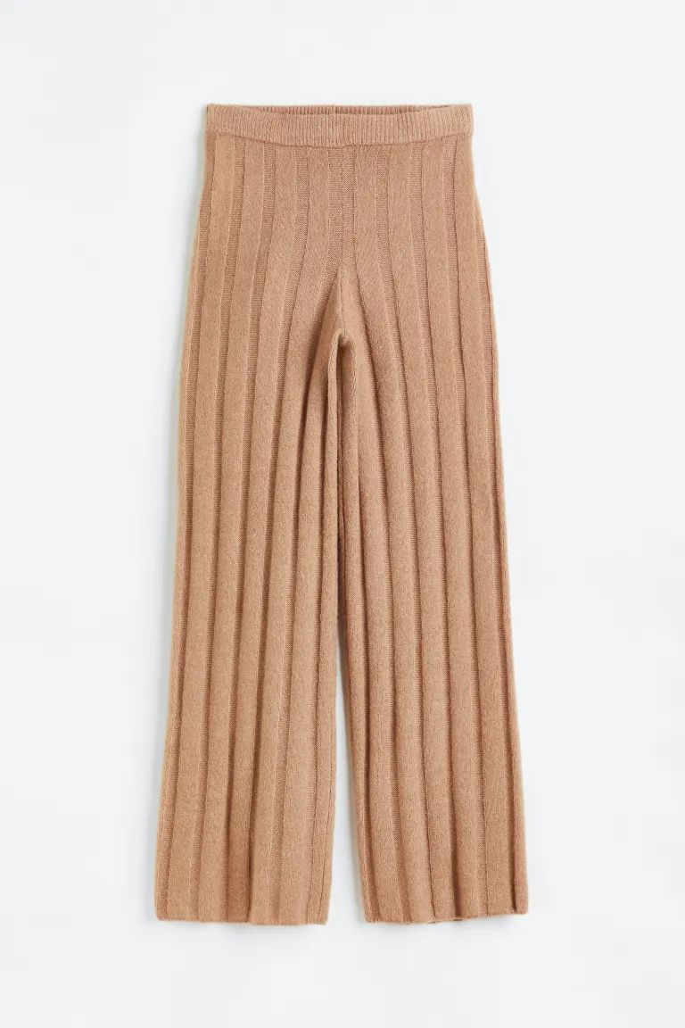 Rib-knit Pants - Beige - Ladies | H&M US | H&M (US)