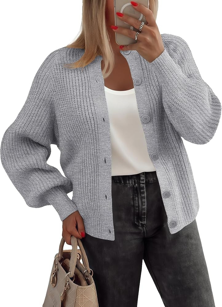 Zeagoo Women's Short Knitted Cardigan, Crew Neck, Open Front Sweater with Button Placket, Elegant... | Amazon (DE)