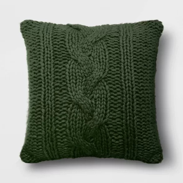 24"x24" Holiday Oversized Chunky Cable Knit Square Throw Pillow - Threshold™ | Target
