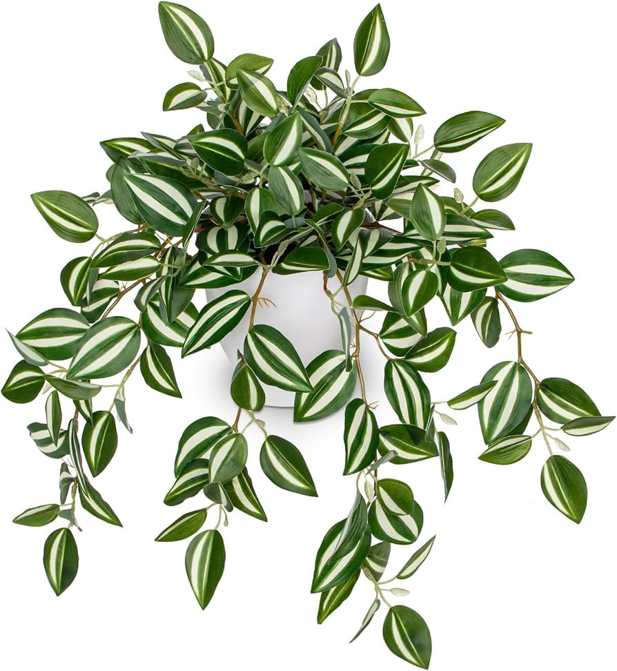 Briful Fake Plant Indoor, 17.7" Green White Faux Trailing Plant in White Plastic Pot Fake Cascadi... | Amazon (US)