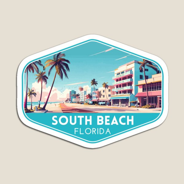 South Beach Florida Travel Art Magnet | Redbubble (US)