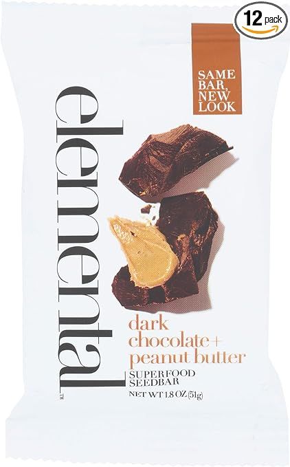 Elemental Superfood Seedbar, Dark Chocolate + Peanut Butter, 1.8 OZ EA (12 Bars Per Pack) | Amazon (US)