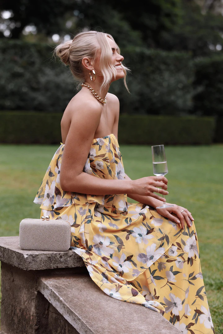 Bloom Strapless Maxi Dress - Yellow Floral | Petal & Pup (US)