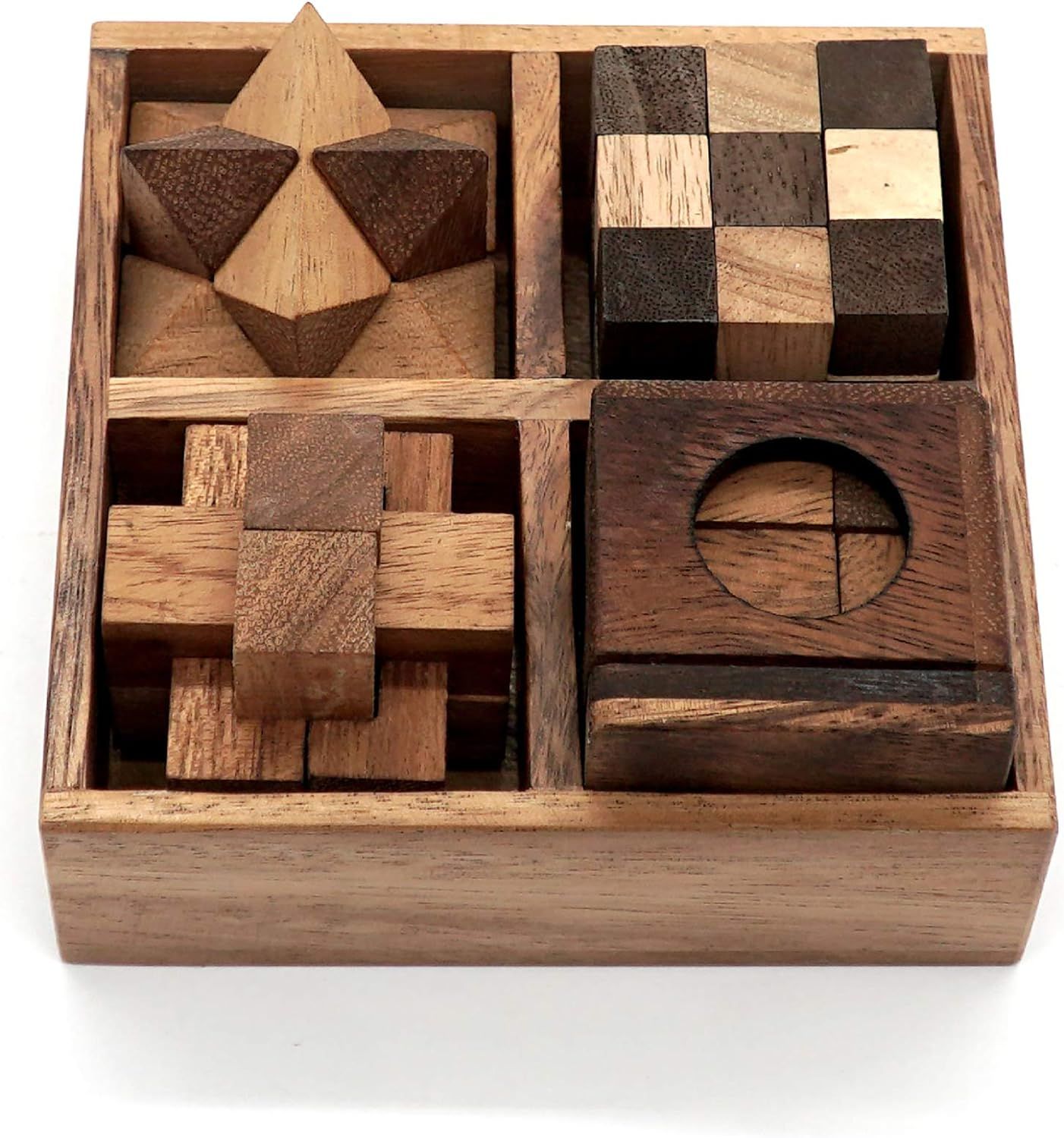 BSIRI Wooden Puzzle Box Set (4 Games) - Challenging Brain Teasers 3D Puzzles for Adults, Interloc... | Amazon (US)