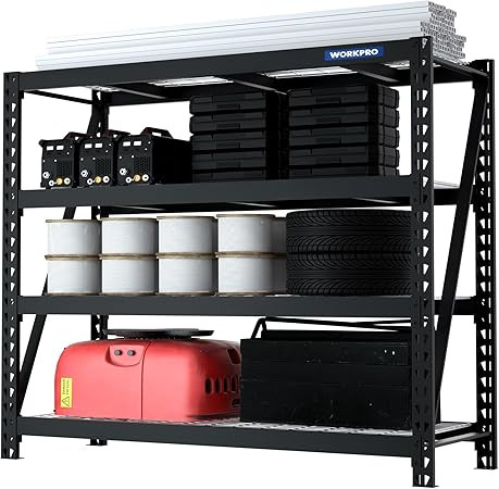 WORKPRO 68" Ultra Wide 4-Tier Metal Garage Shelving Unit, 68"W x 24"D x 65"H, 7200 LBS Capacity, ... | Amazon (US)