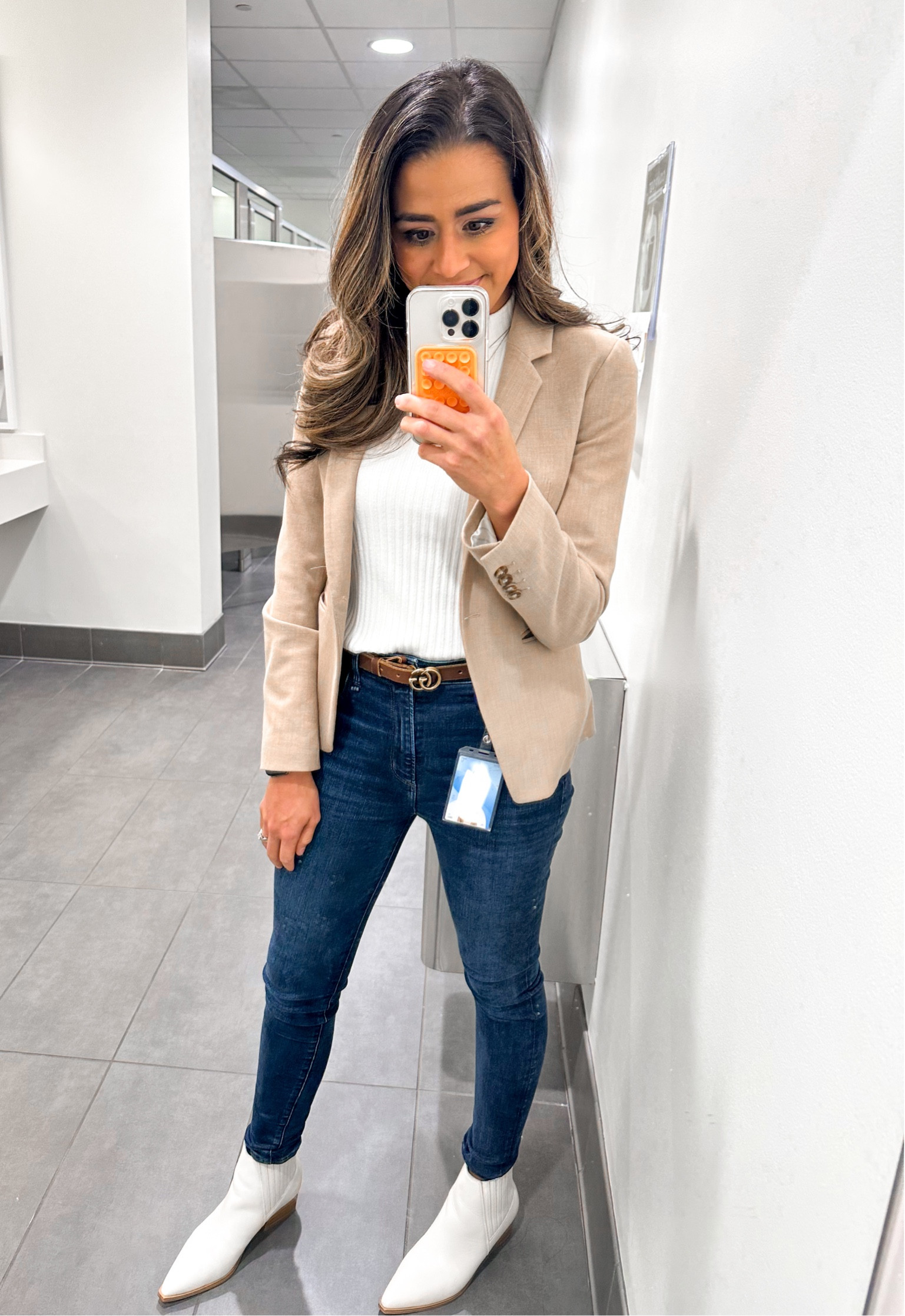 Styled some fall basics that I already had in my closet! Mock neck sleeveless top with a neutral blazer, dark denim and white boots! Added my favorite Gucci belt as an extra touch. My boots are old Marc Fisher but I linked some similar white boots at a better price point too! 

fall fashion // capsule wardrobe // elevated casual workwear // what to wear to work when it’s cold

#LTKworkwear #LTKstyletip #LTKSeasonal