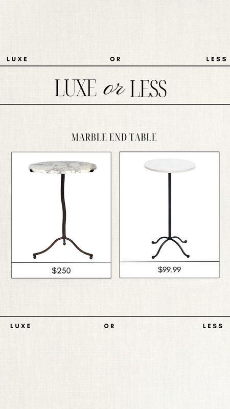 Luxe or less - gorgeous at either budget!

marble side table, marble accent table, marble home decor, look for less, affordable finds, luxury home decor, affordable home decor, affordable furniture 

#LTKfindsunder100 #LTKhome