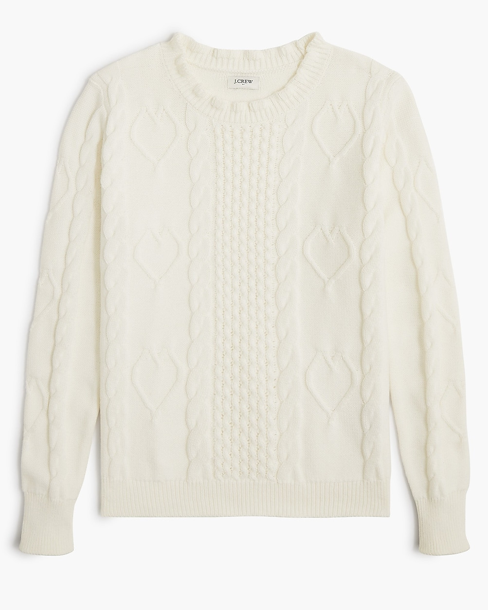 Cable-knit hearts crewneck sweater | J.Crew Factory