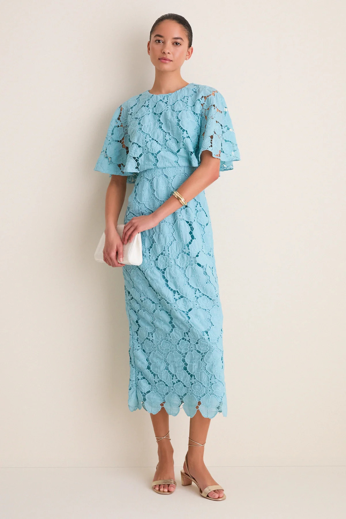 Navy Jacquard and Black Lace Cape Leah Dress | Tuckernuck (US)