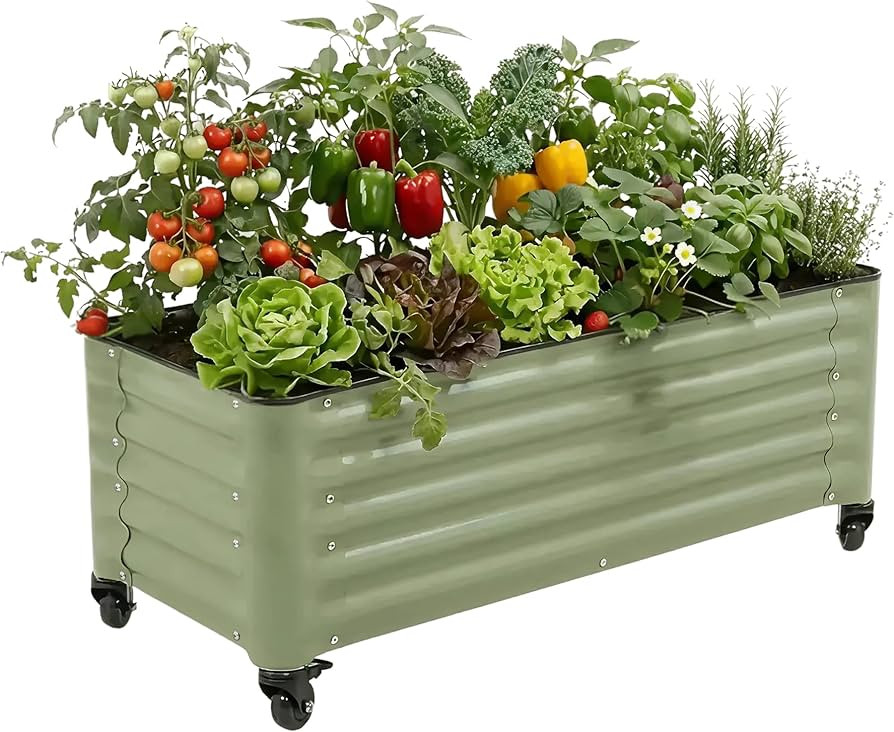 Vego garden Classic Rolling Garden Bed \u2013 1.75' Mobile Metal Raised Garden Bed for Patio, Dec... | Amazon (US)