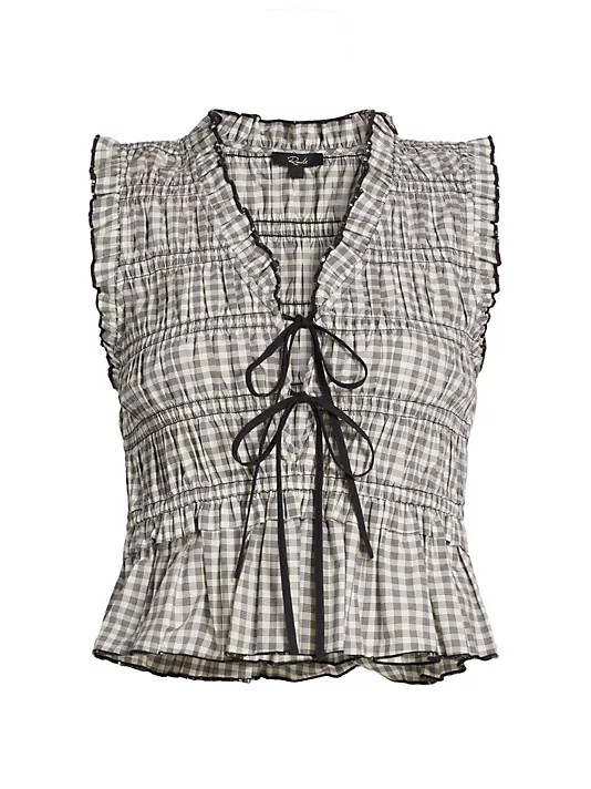 Martine Gingham Cotton-Blend Blouse | Saks Fifth Avenue