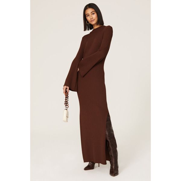 Line + Dot Jessica Ribbed Sweater Dress brown | Rent the Runway