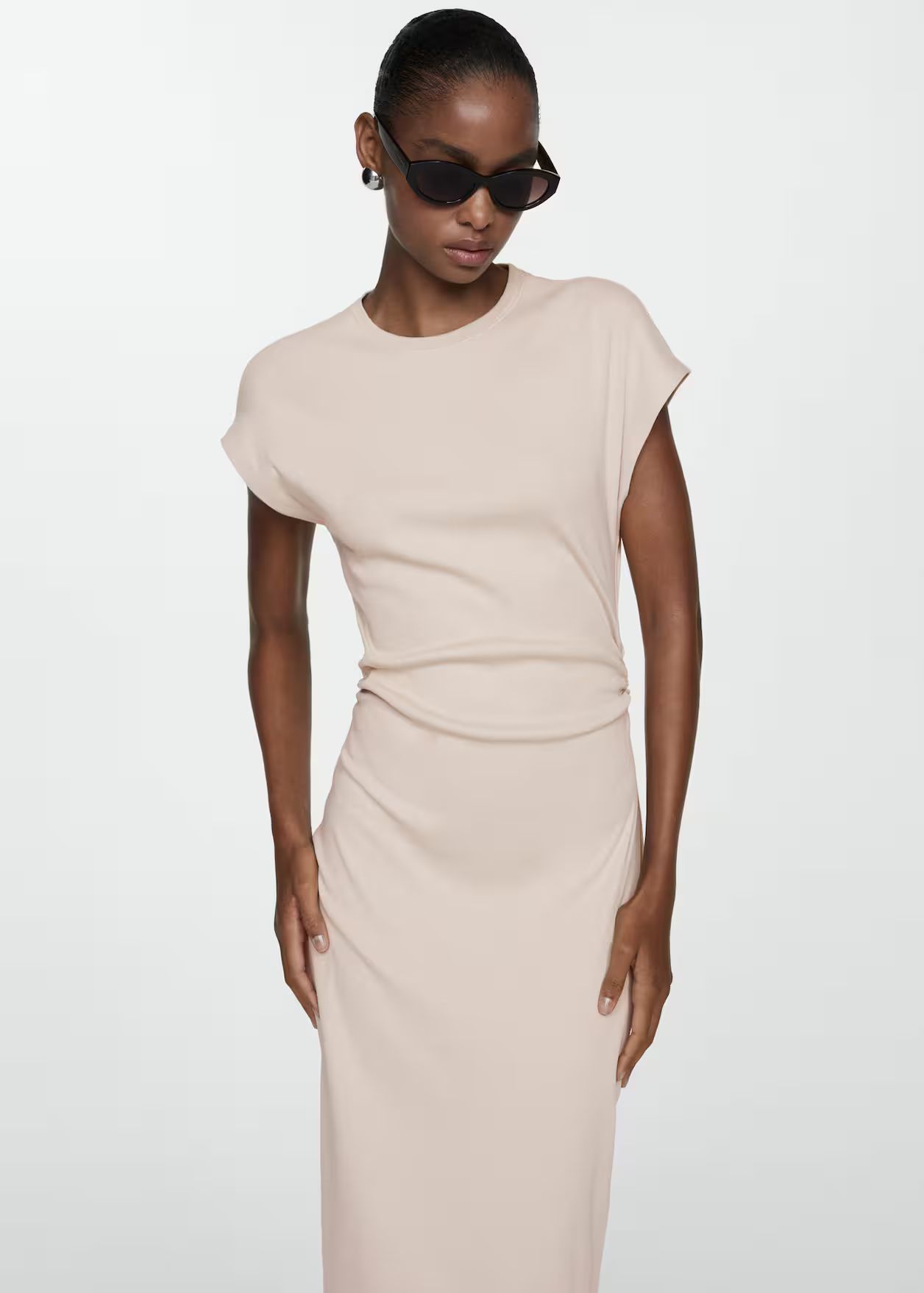 100% cotton draped dress -  Women | Mango USA | MANGO (US)