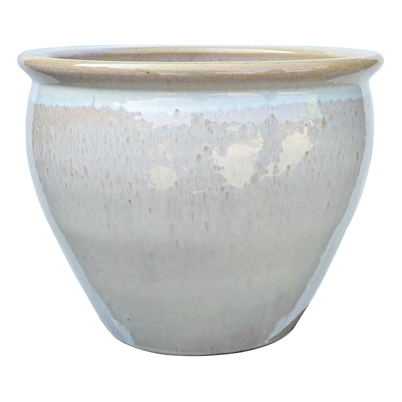 Honeybloom Mews White Ceramic Planter, 18" | At Home