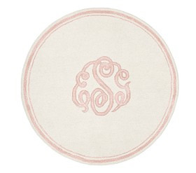 Cursive Monogram Round Rug | Pottery Barn Kids