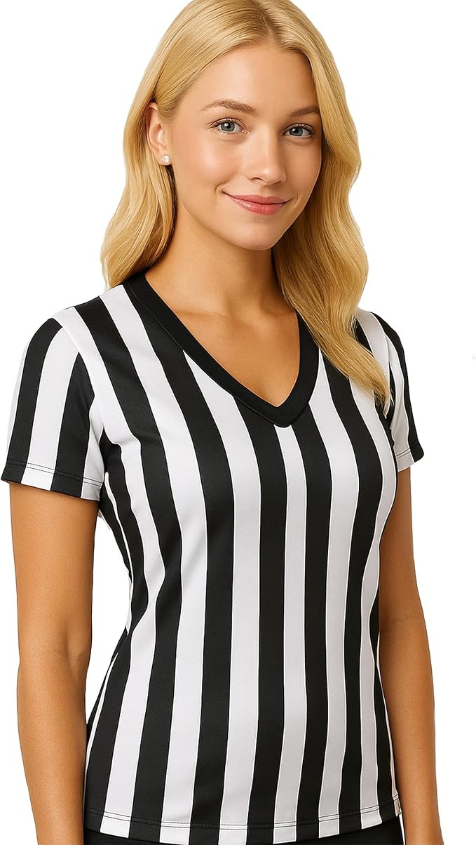 Murray Sporting Goods Women's Referee Shirt | Women's V-Neck Officials Jersey, Halloween Costume,... | Amazon (US)