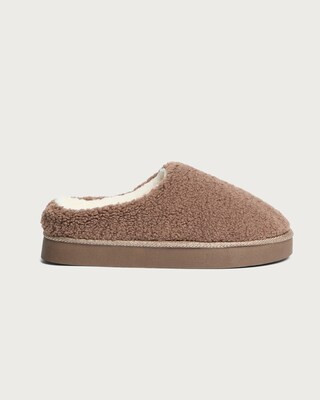 F&F Textured Slip On Slippers in Brown | Tesco F&F